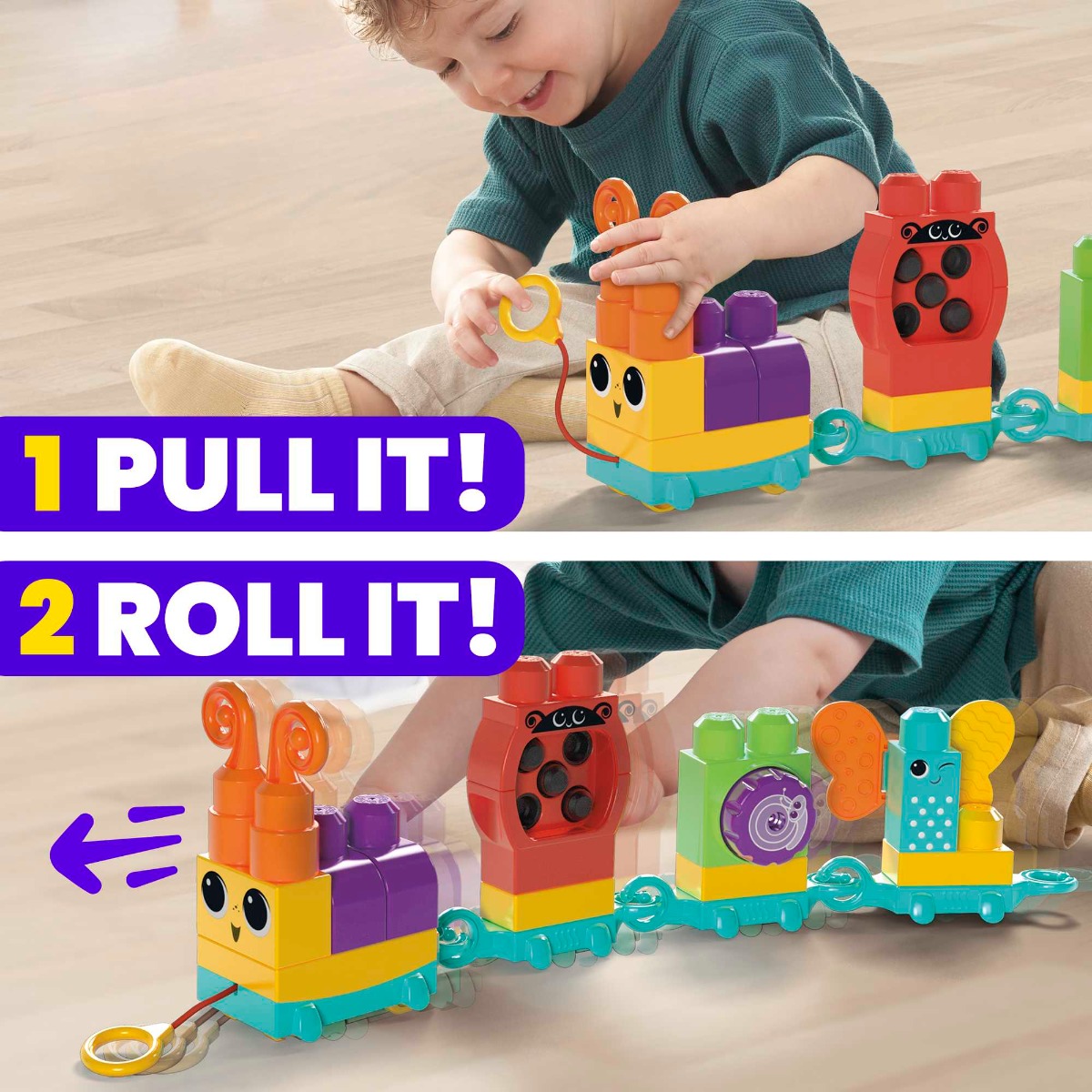 Set de constructie incepatori Mega Bloks Move N Groove Caterpillar 30 piese - poza 4