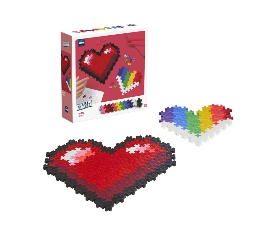 Set de constructie Puzzle pe numere Inimi Plus Plus Constructor 250 piese - poza 1