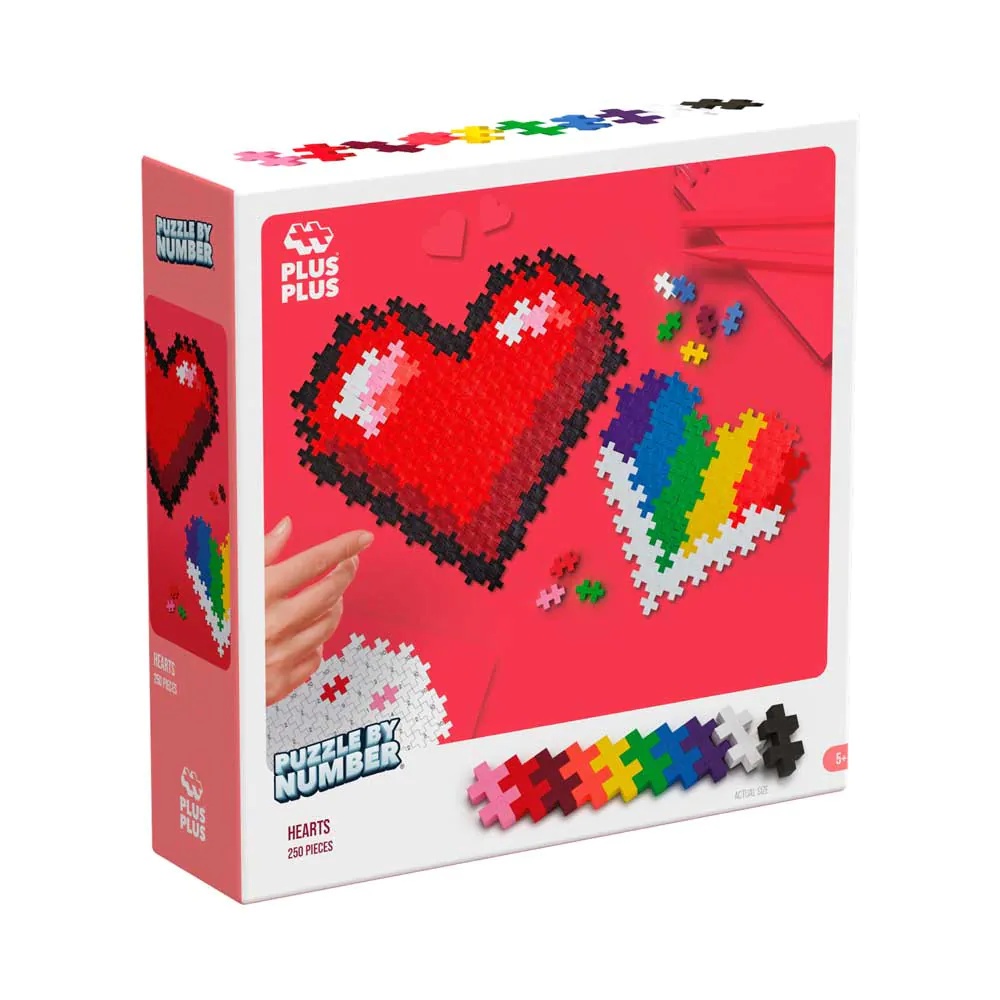 Set de constructie Puzzle pe numere Inimi Plus Plus Constructor 250 piese - poza 2