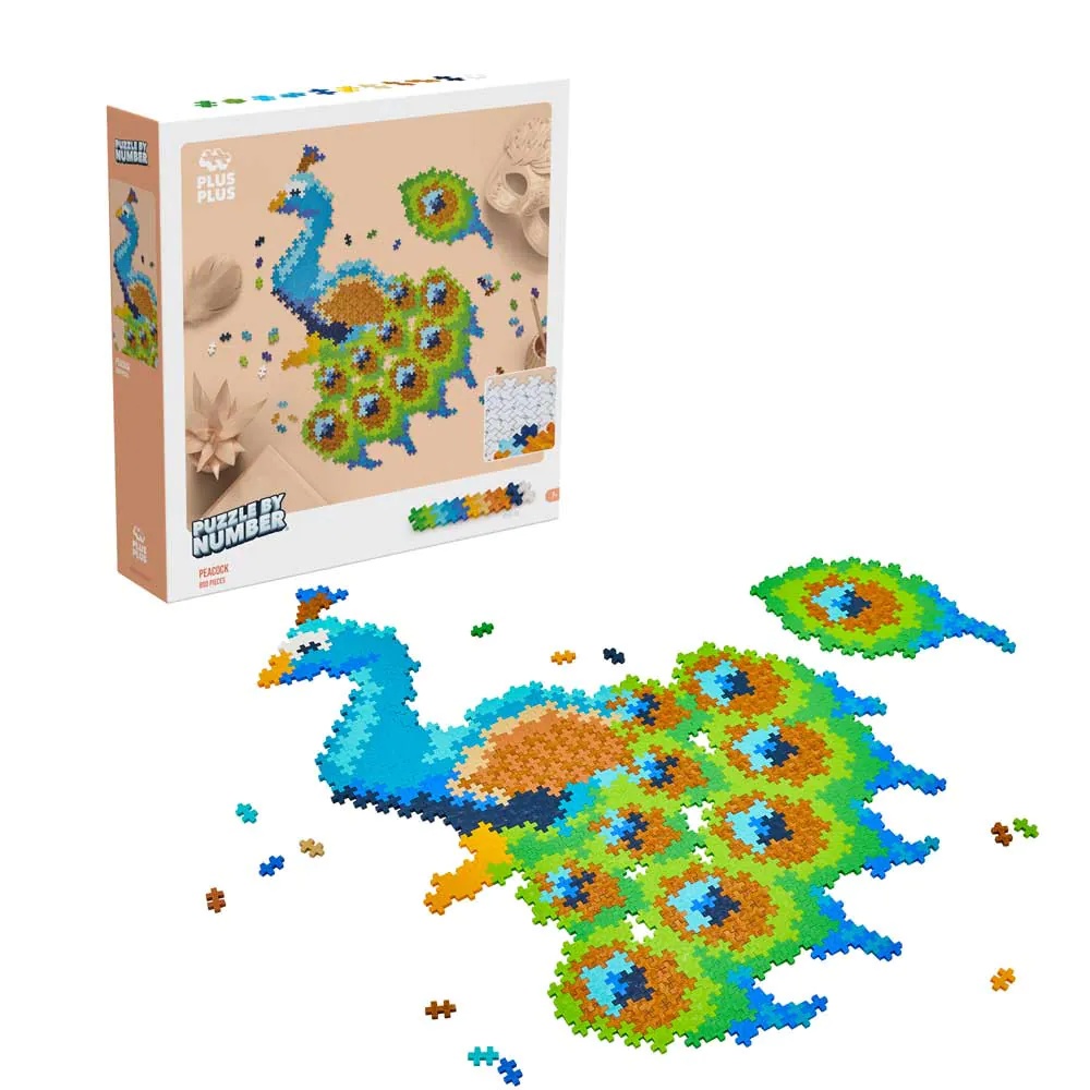 Set de constructie Puzzle pe numere Paun Plus Plus Constructor 800 piese - poza 1