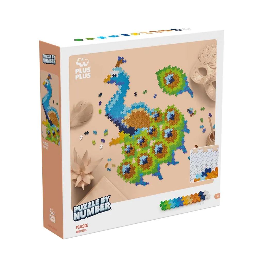 Set de constructie Puzzle pe numere Paun Plus Plus Constructor 800 piese - poza 2