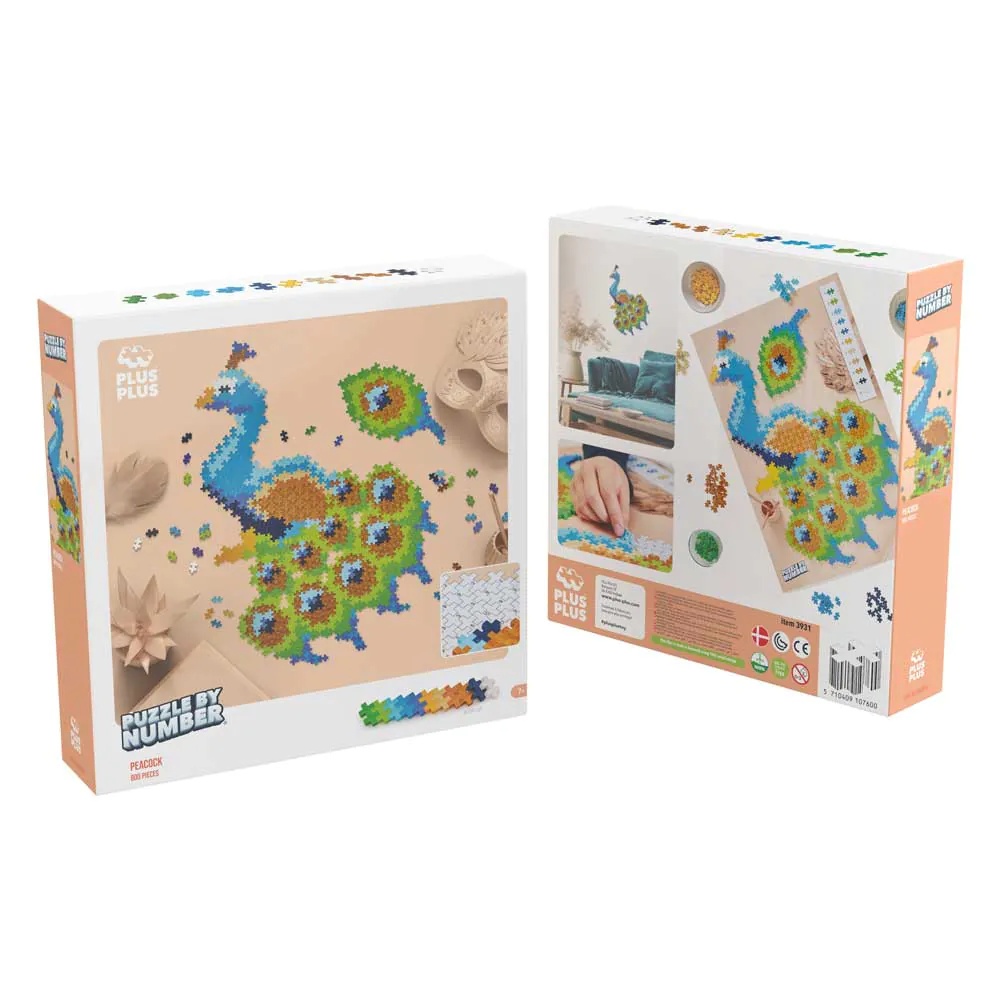 Set de constructie Puzzle pe numere Paun Plus Plus Constructor 800 piese - poza 3