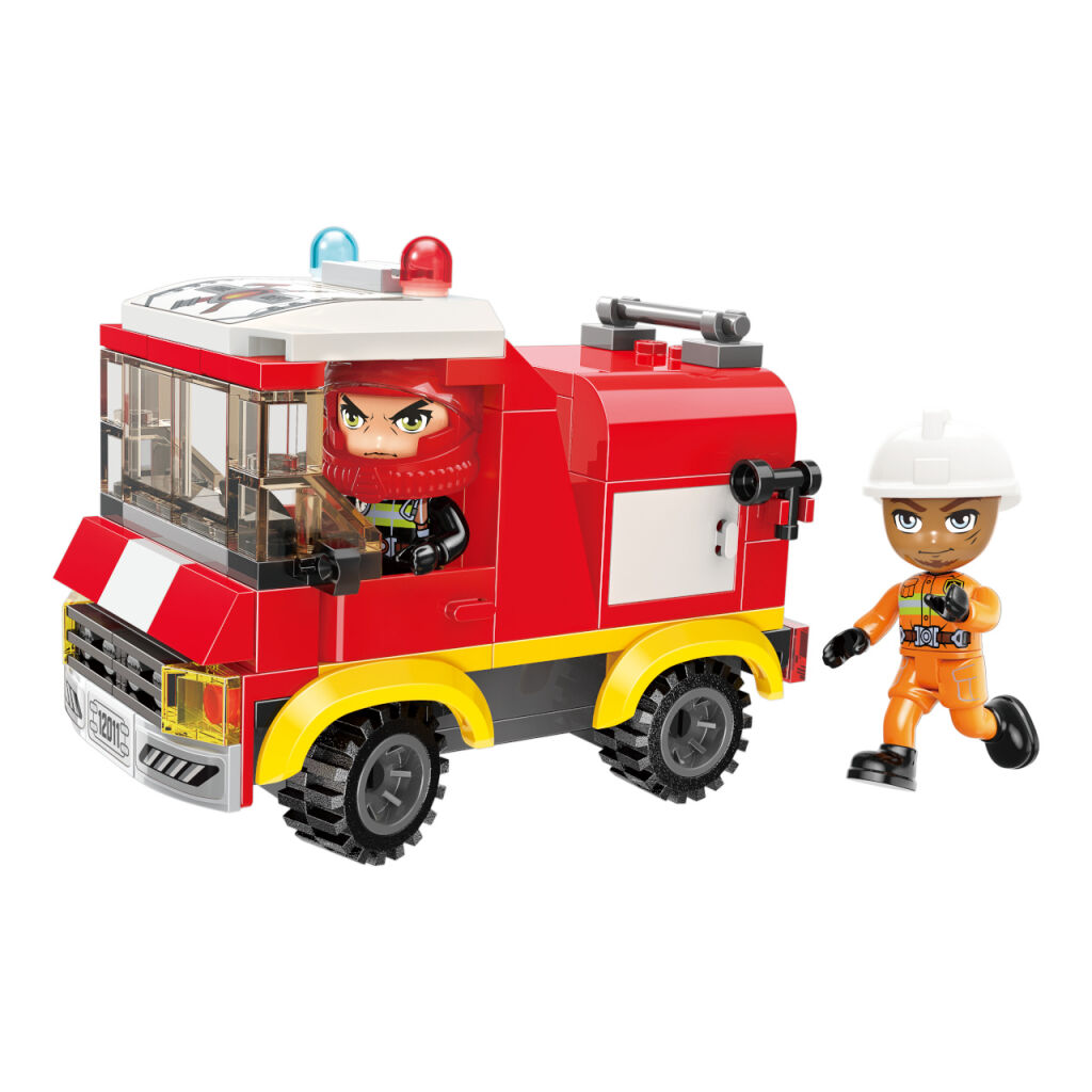 Set de constructie Qman Camion de Pompieri 108 piese - poza 1