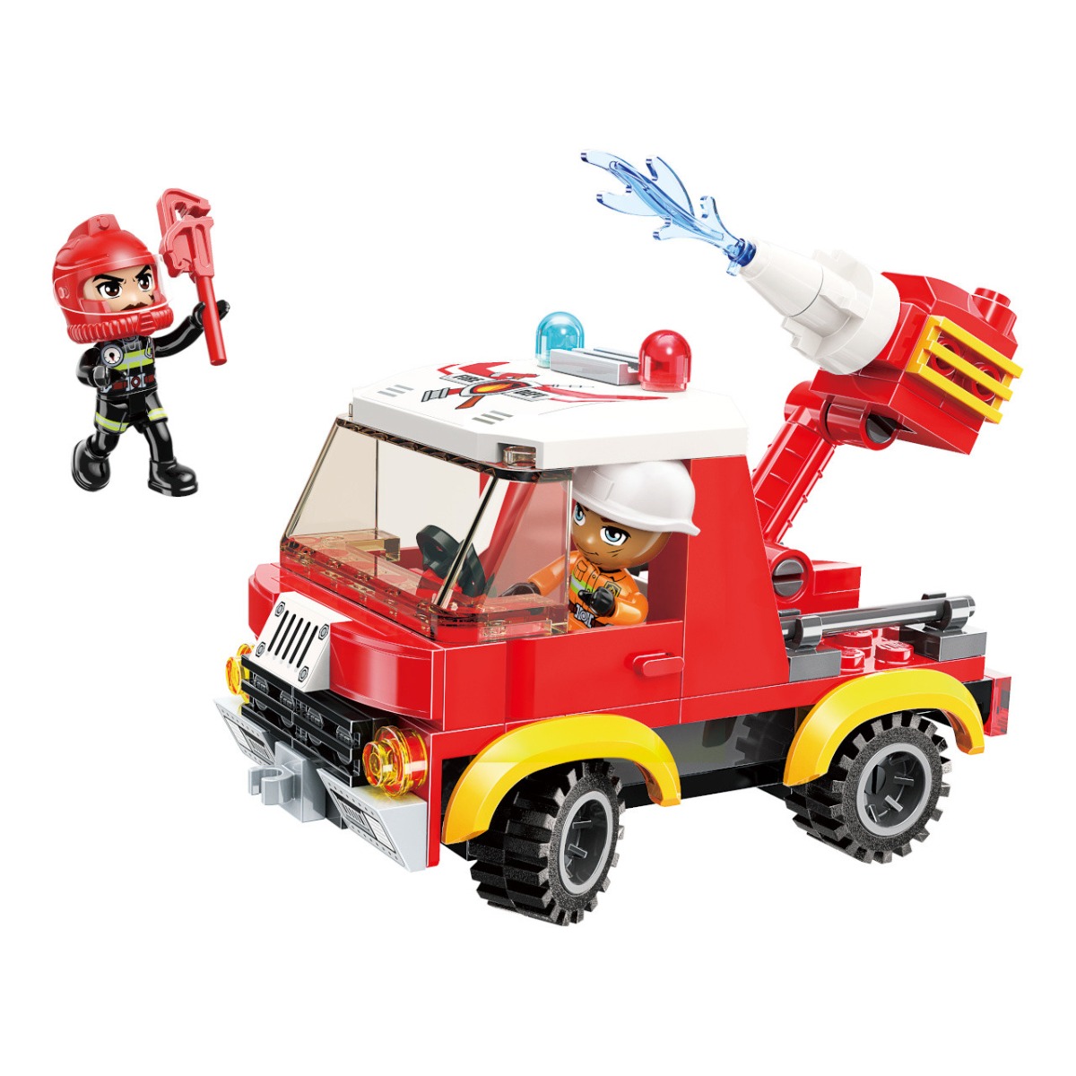 Set de constructie Qman Camion de Pompieri 110 piese - poza 1