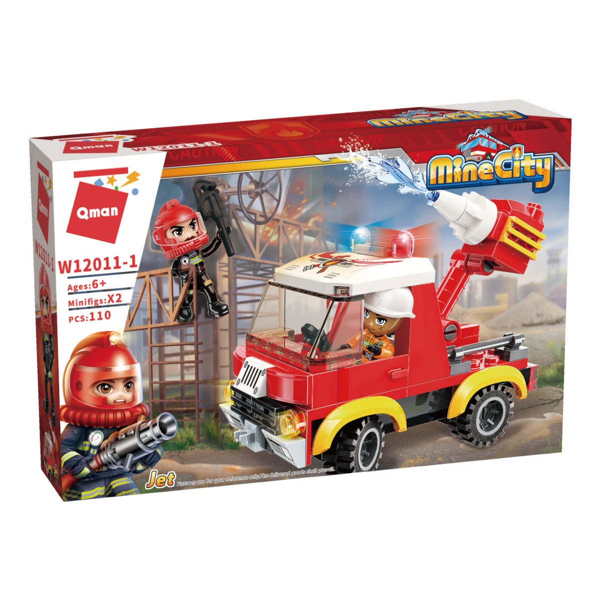 Set de constructie Qman Camion de Pompieri 110 piese - poza 2