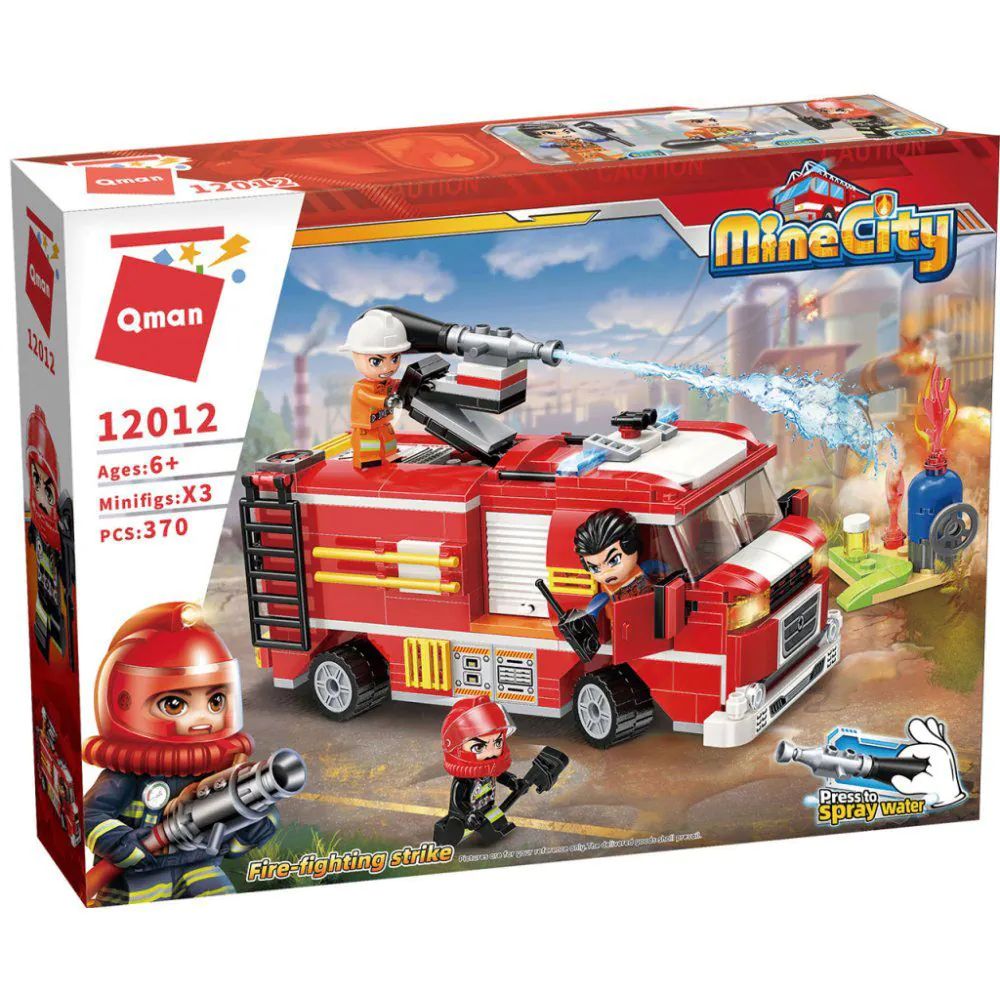 Set de constructie Qman Camion de Pompieri cu Tun de Apa 370 piese - poza 2