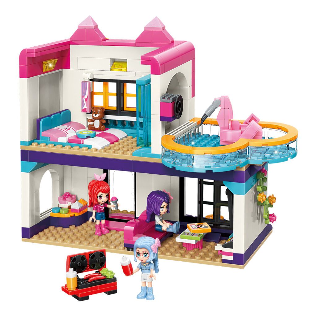 Set de constructie Qman Cherry Mew Mew Music Festival Party Villa 447 piese - poza 2