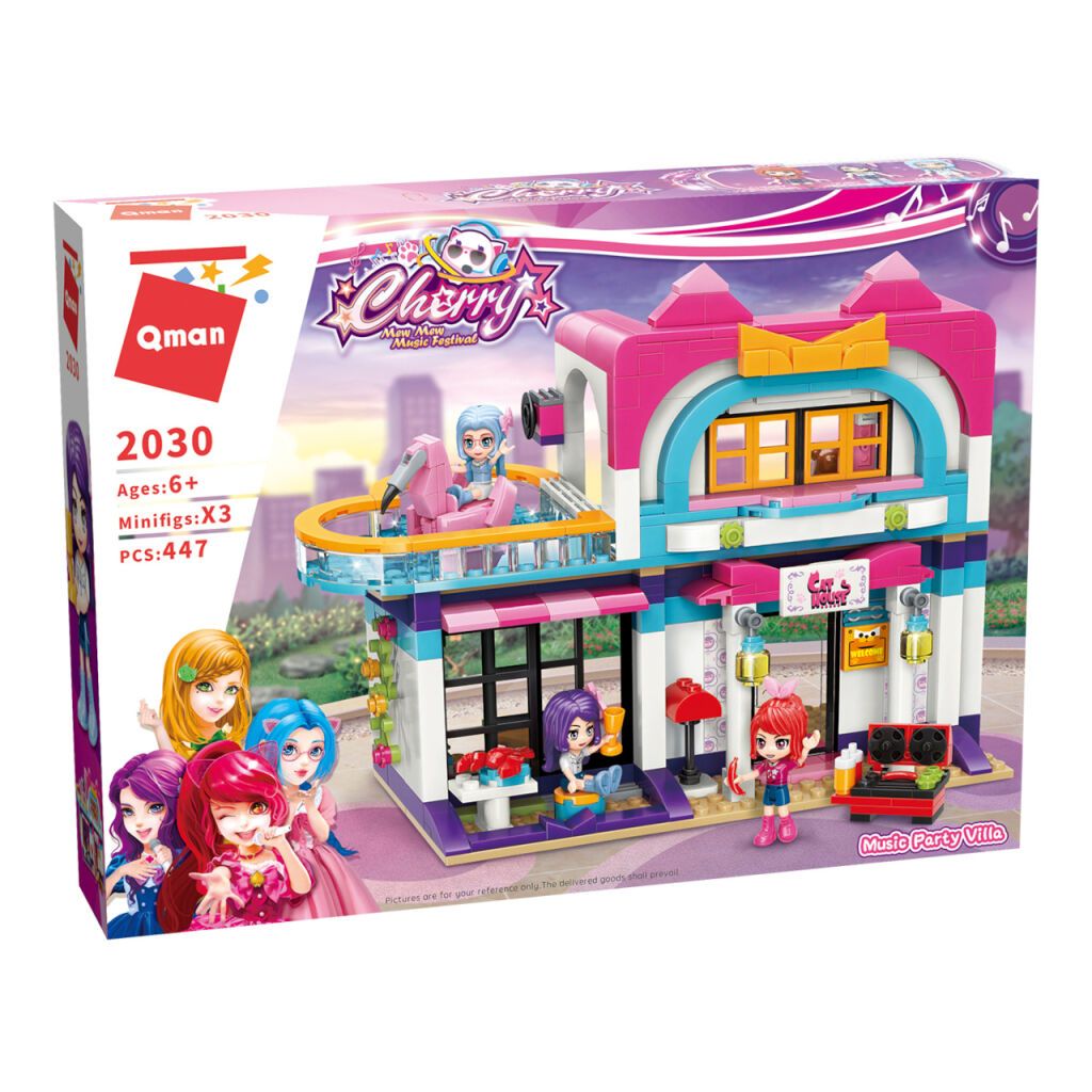Set de constructie Qman Cherry Mew Mew Music Festival Party Villa 447 piese - poza 3