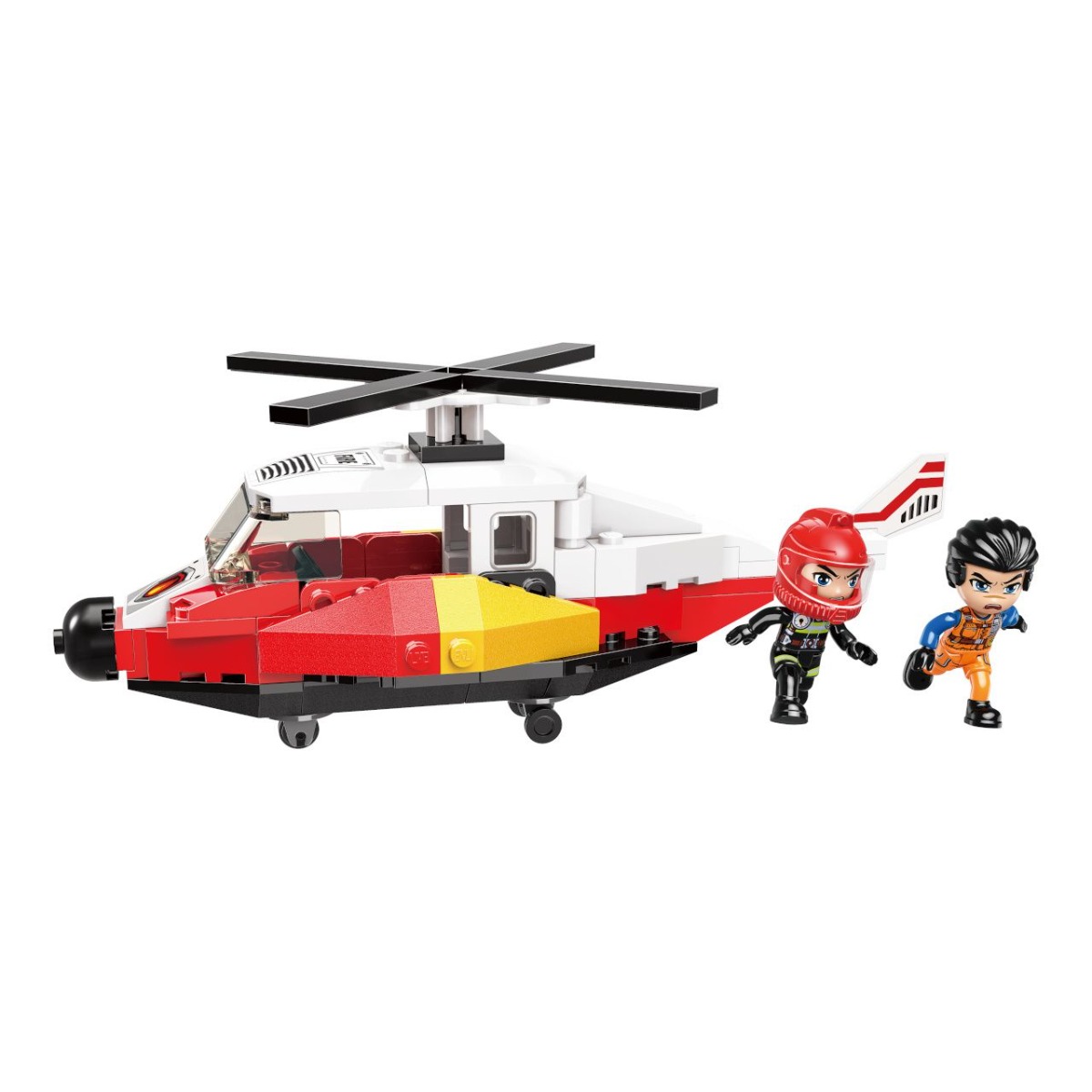 Set de constructie Qman Elicopter de Salvare 91 piese - poza 3