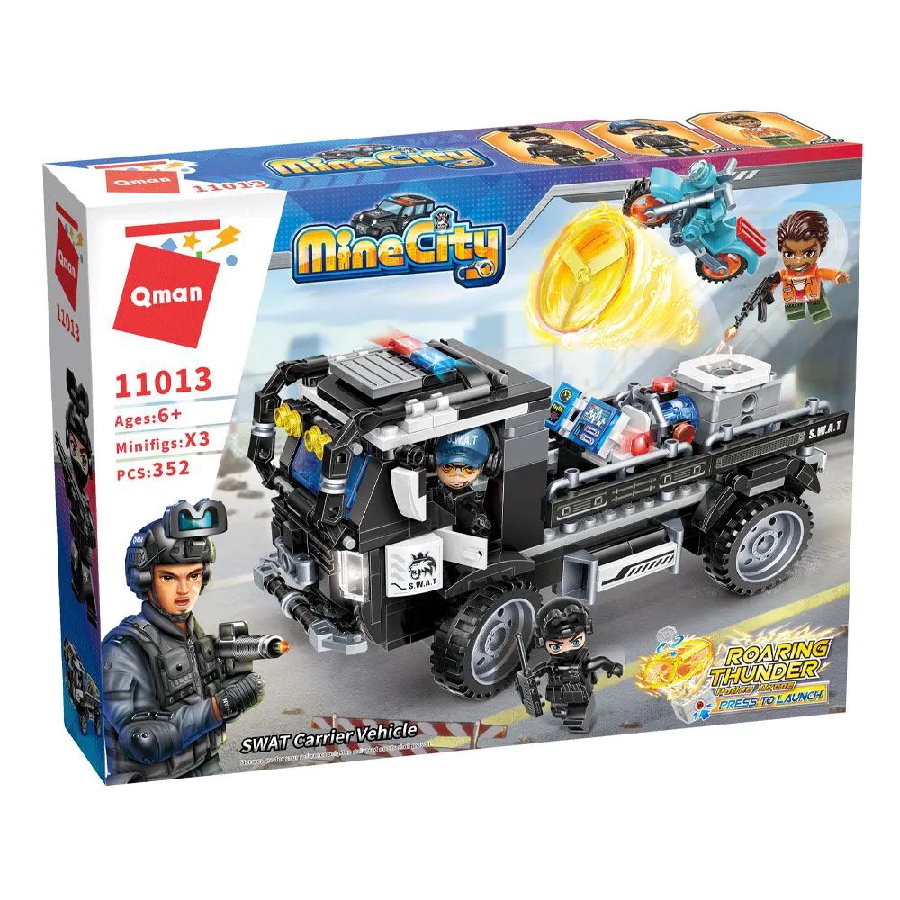 Set de constructie Qman Masina de Politie Roaring Thunder 352 piese - poza 2
