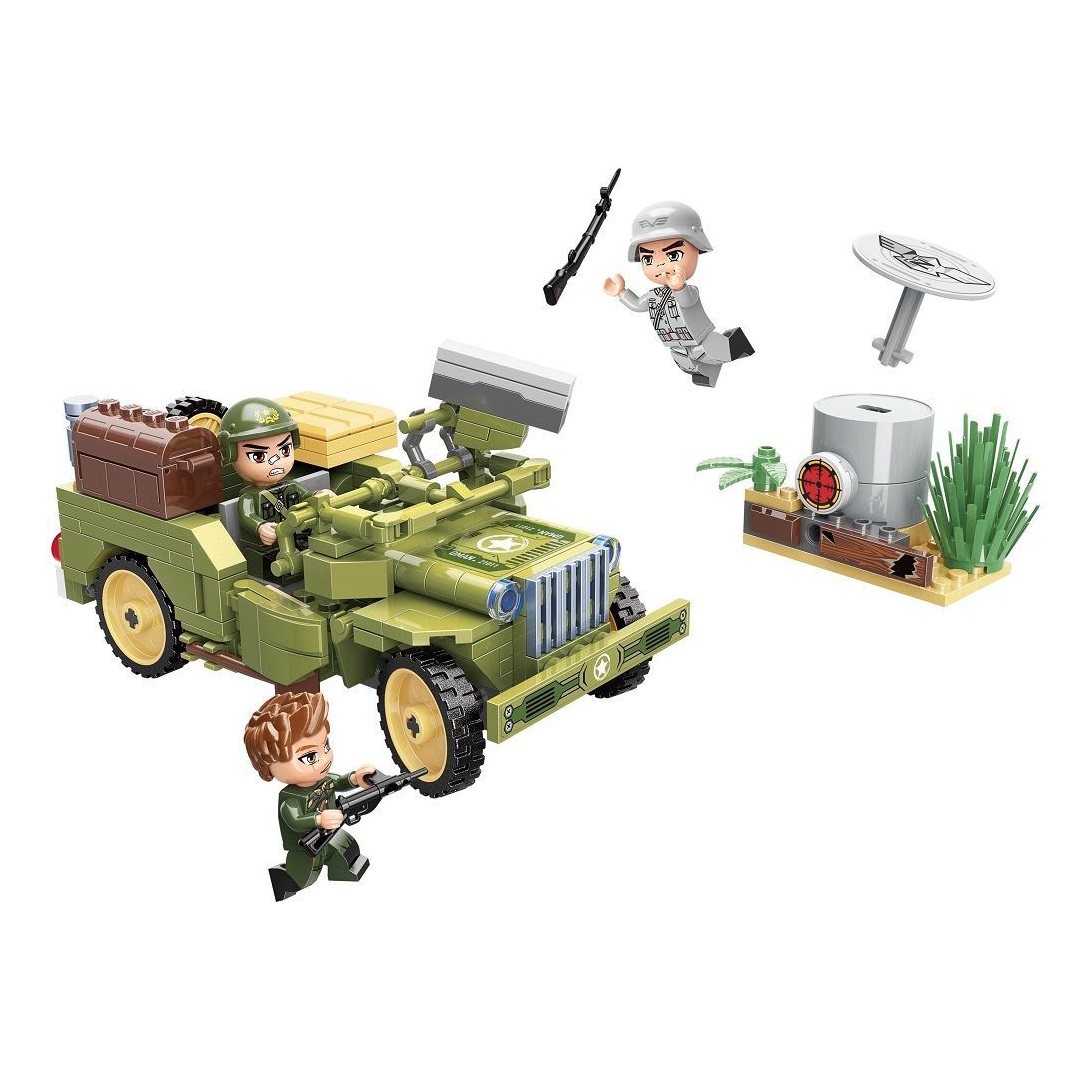 Set de constructie Qman Military Jeep Atack 264 piese - poza 1
