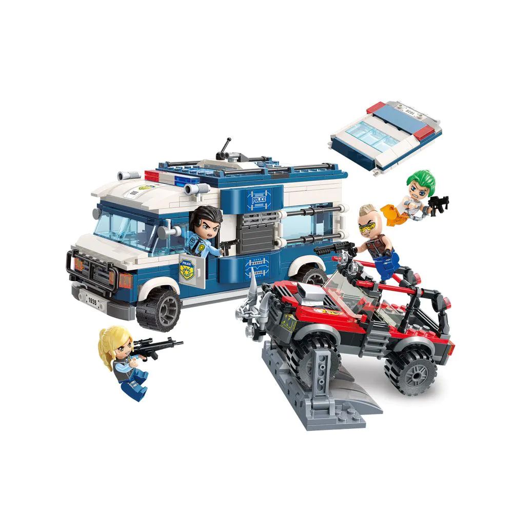 Set de constructie Qman Mine City Camion de Politie si Jeep 608 piese - poza 1