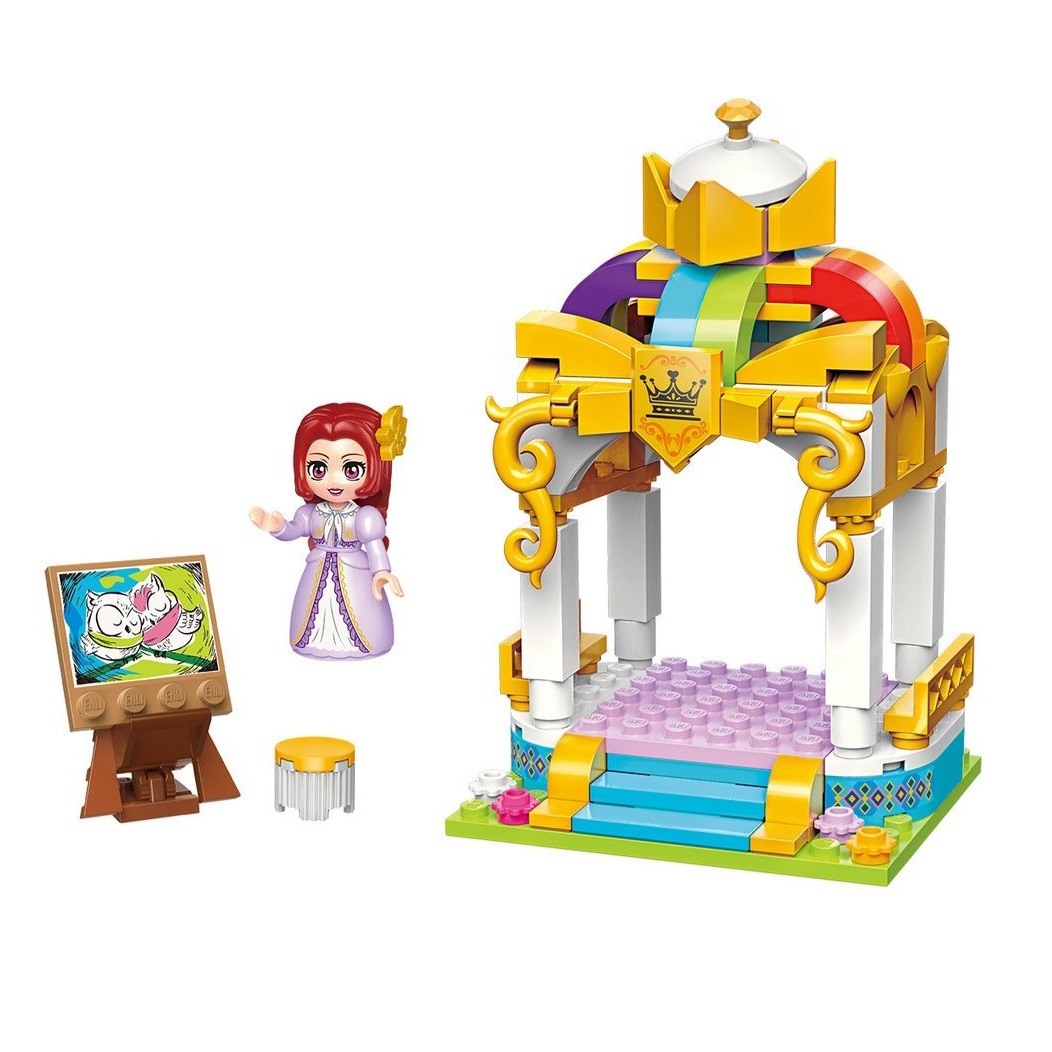 Set de constructie Qman Princess Leah Arcada Colorata 113 piese - poza 1