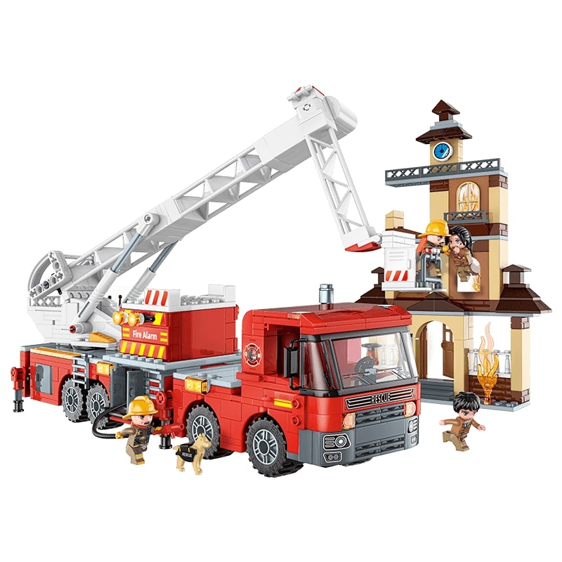 Set de constructie Qman Statie de Pompieri 686 piese - poza 1