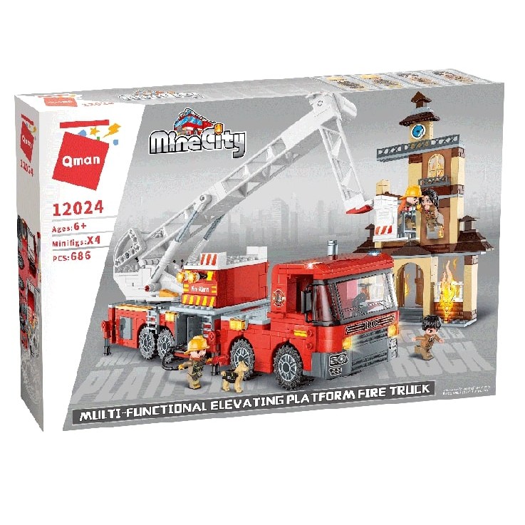 Set de constructie Qman Statie de Pompieri 686 piese - poza 2
