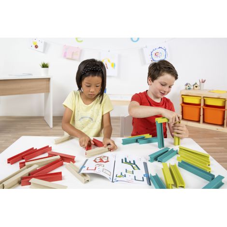 Set de constructii ECO Beams - STEM, Miniland Educational, Ecofriendly, lemn plastic - poza 3