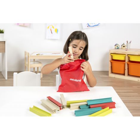 Set de constructii ECO Beams - STEM, Miniland Educational, Ecofriendly, lemn plastic - poza 4