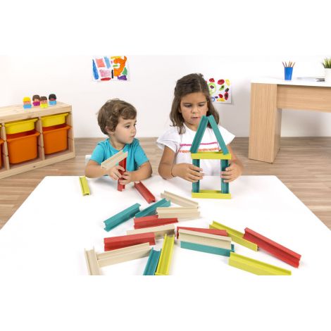 Set de constructii ECO Beams - STEM, Miniland Educational, Ecofriendly, lemn plastic - poza 5