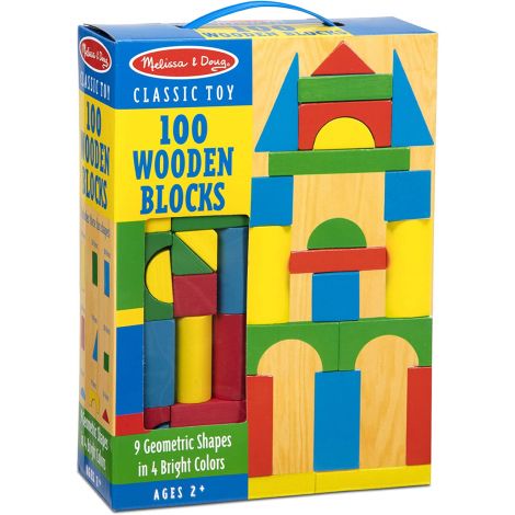 Set de construit Cuburi din lemn colorate 100 bucati Melissa and Doug 0481 - poza 1