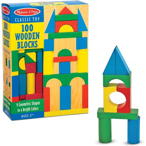 Set de construit Cuburi din lemn colorate 100 bucati Melissa and Doug 0481 - poza 4