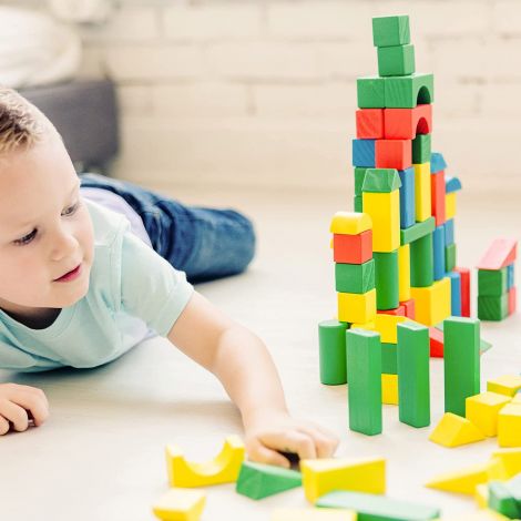Set de construit Cuburi din lemn colorate 100 bucati Melissa and Doug 0481 - poza 5