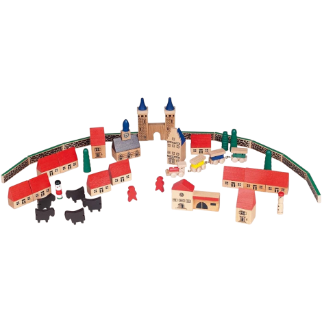 Set de construit din lemn, 46 piese, Micul Meu Sat, GOKI TT050 - poza 1