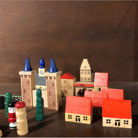 Set de construit din lemn, 46 piese, Micul Meu Sat, GOKI TT050 - poza 2