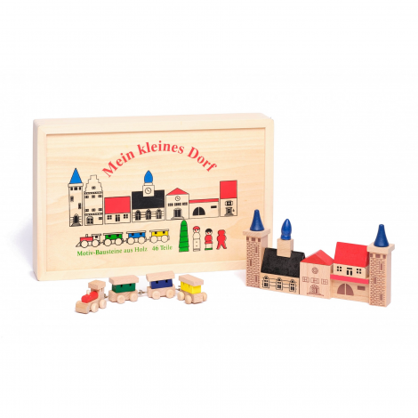 Set de construit din lemn, 46 piese, Micul Meu Sat, GOKI TT050 - poza 3