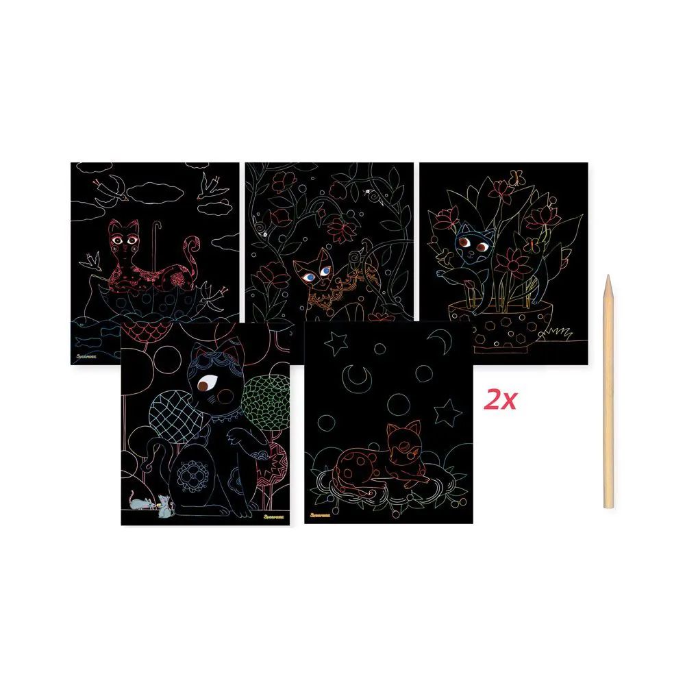 Set de creatie cu planse de razuit Sycomore L Pisici - poza 3
