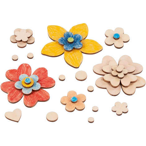 Set de creatie din lemn, Flori frunze si petale natur - poza 2