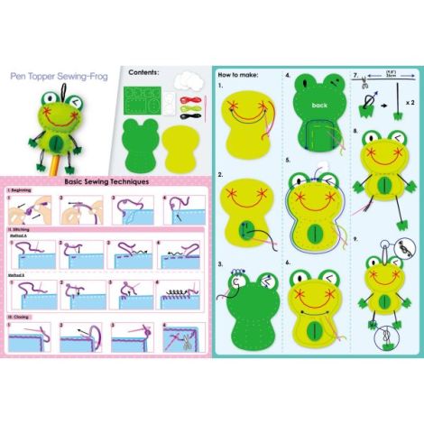 Set de cusut DIY - decoratiune topper pentru creion - Broasca - poza 4