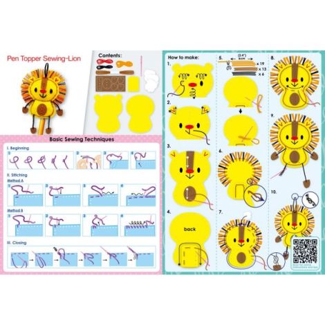 Set de cusut DIY - decoratiune topper pentru creion - Leu - poza 4
