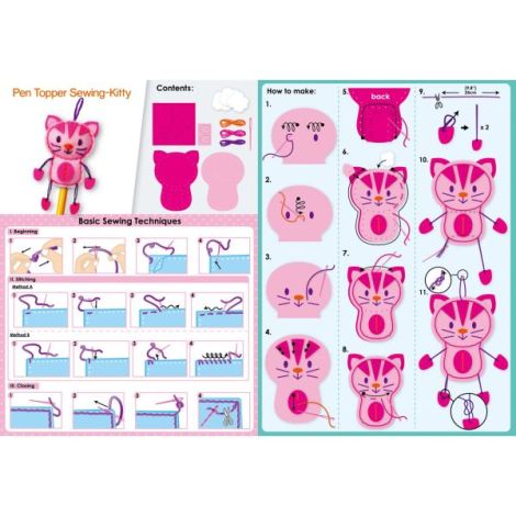 Set de cusut DIY - decoratiune topper pentru creion - Pisicuta - poza 4