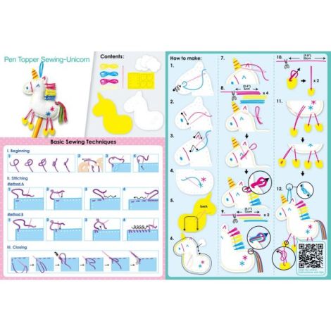Set de cusut DIY - decoratiune topper pentru creion - Unicorn - poza 3