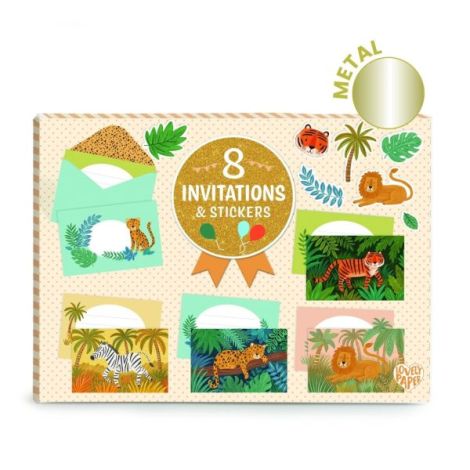 Set de invitatii cu animale din jungla, Djeco - poza 1