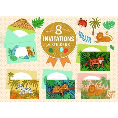 Set de invitatii cu animale din jungla, Djeco - poza 3