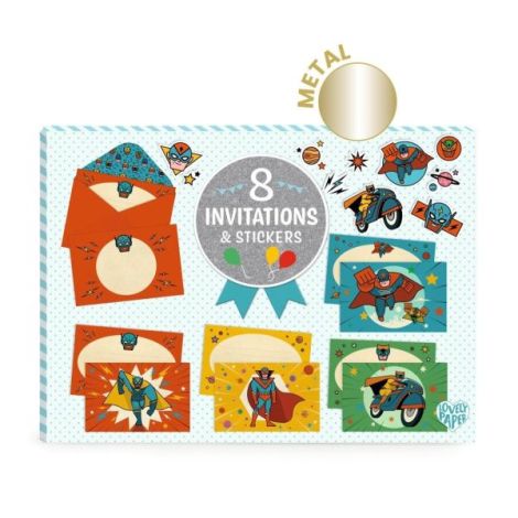 Set de invitatii Supereroi, Djeco - poza 1