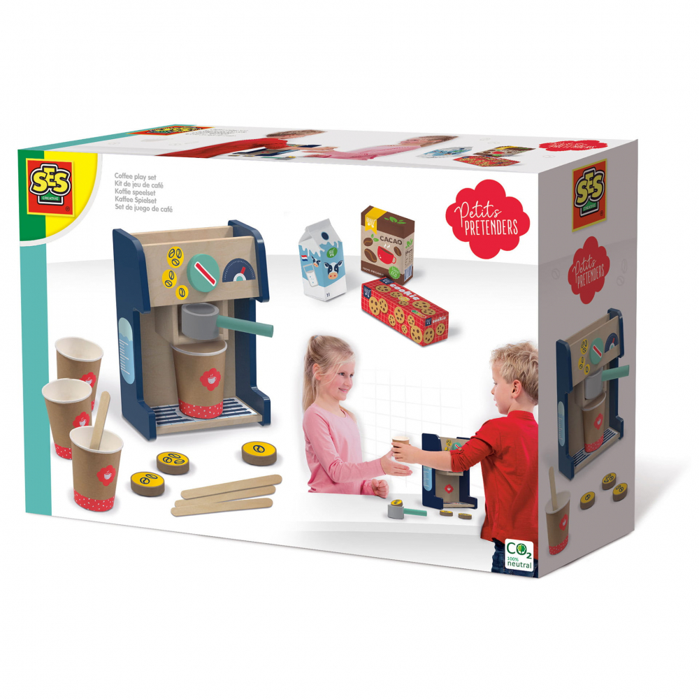 Set de joaca- Aparat de cafea din lemn cu acecsorii incluse,+3 ani
