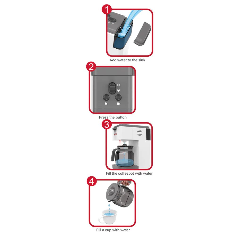 Set de joaca Aparat filtru pentru cafea cu sunete, lumini si accesorii pentru copii Tegole - poza 4