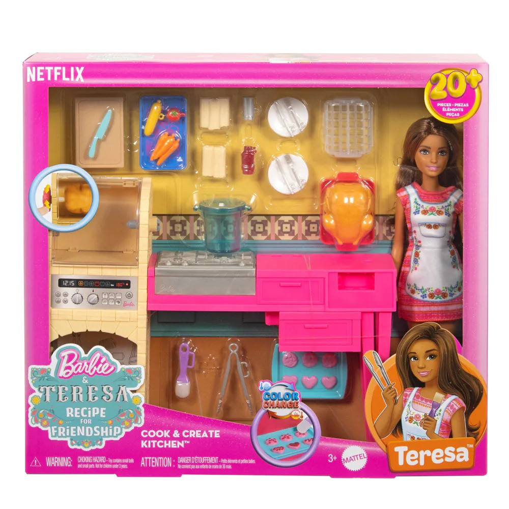 Set de joaca Bucataria lui Barbie si Teresa cu papusa si 20 piese - poza 2