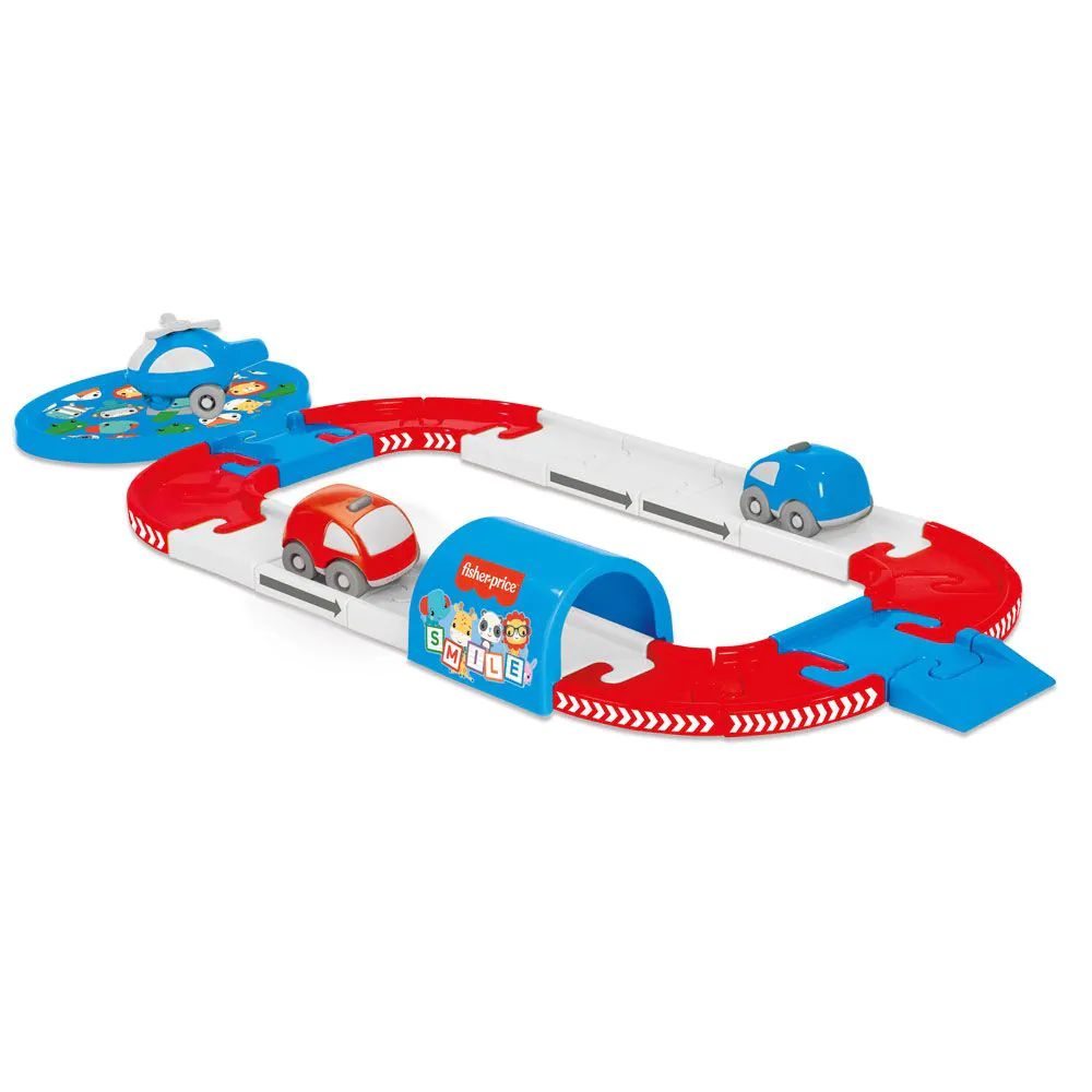 Set de joaca circuit 24 piese cu masinute si elicopter Fisher Price - poza 1