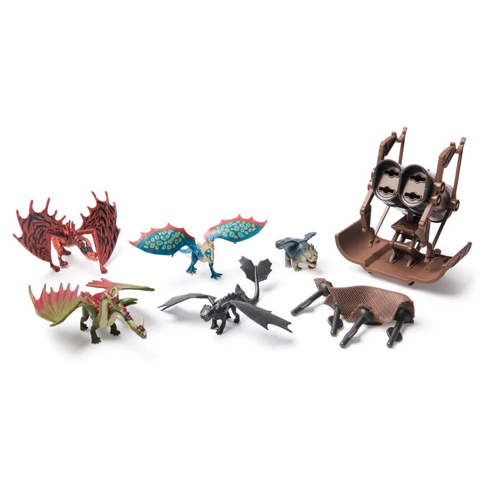 Set de joaca cu figurine How to Train Your Dragon 5 dragoni cu lansator - poza 1