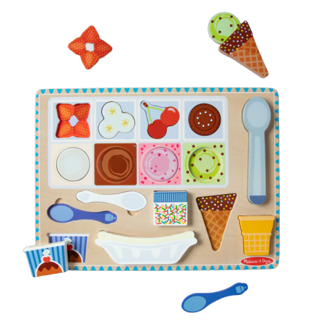Set de joaca din lemn si puzzle magnetic Inghetata - poza 1
