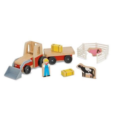 Set de joaca Excavator din lemn cu remorca - poza 1