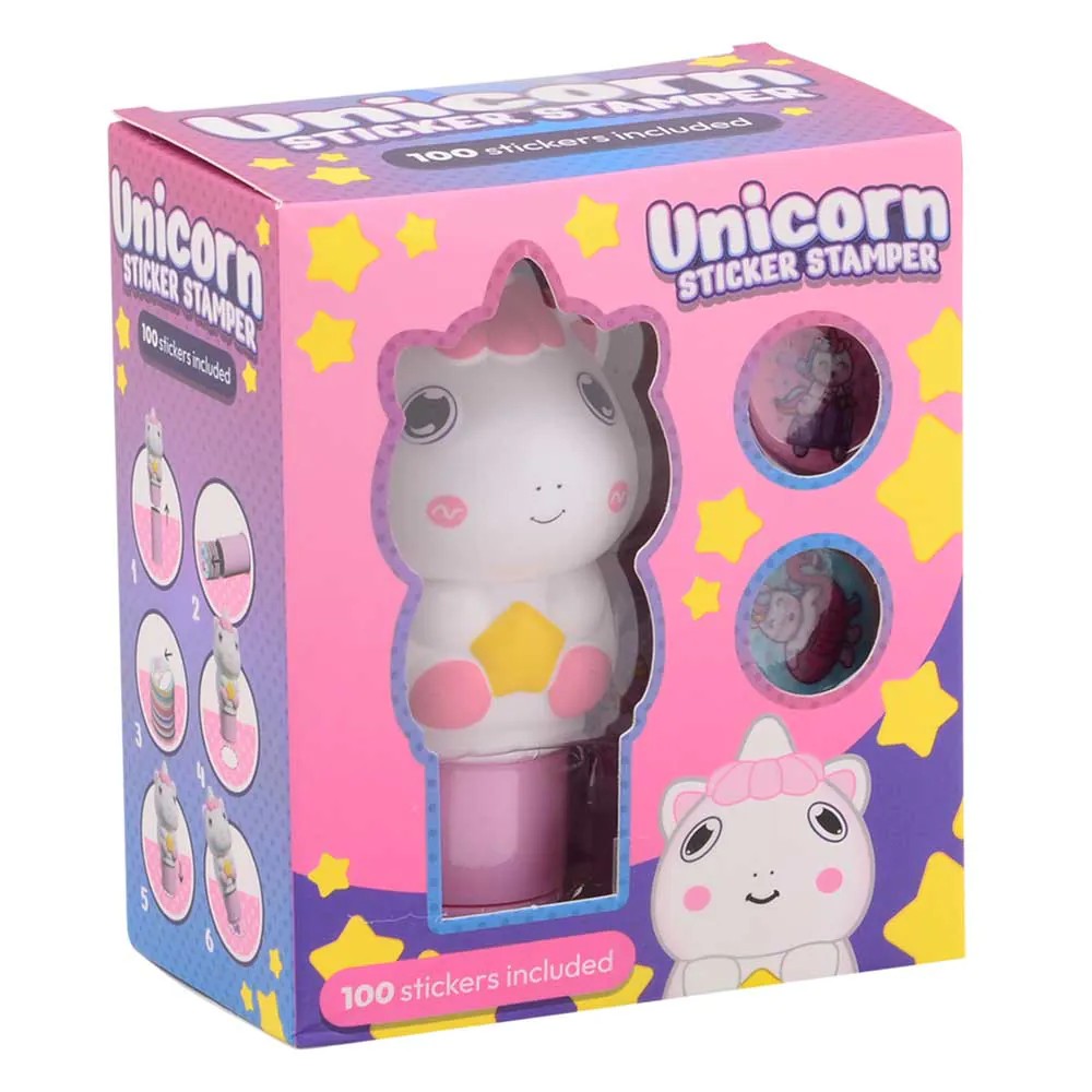 Set de joaca John Toys Stampila cu autocolante Unicorn 100 stickere - poza 1
