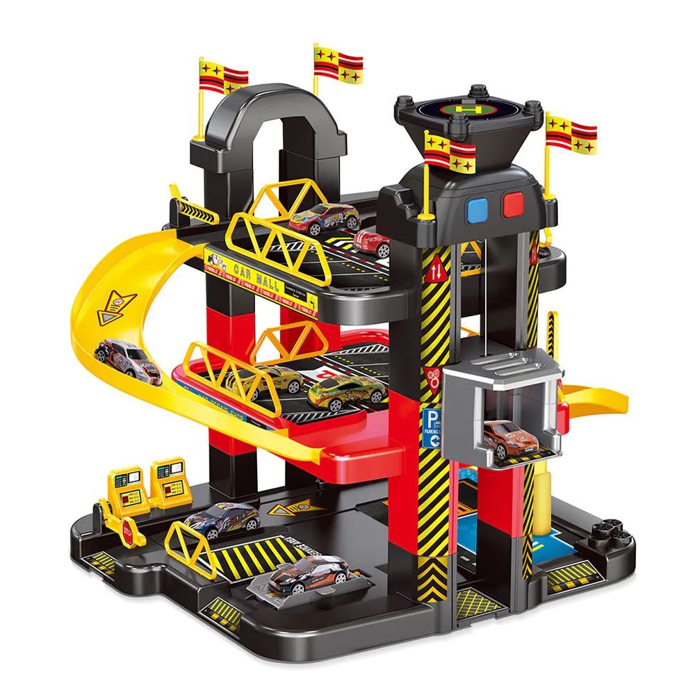 Set de joaca Parcare cu 3 niveluri, lift si 5 masinute 52x20x50 cm - poza 1