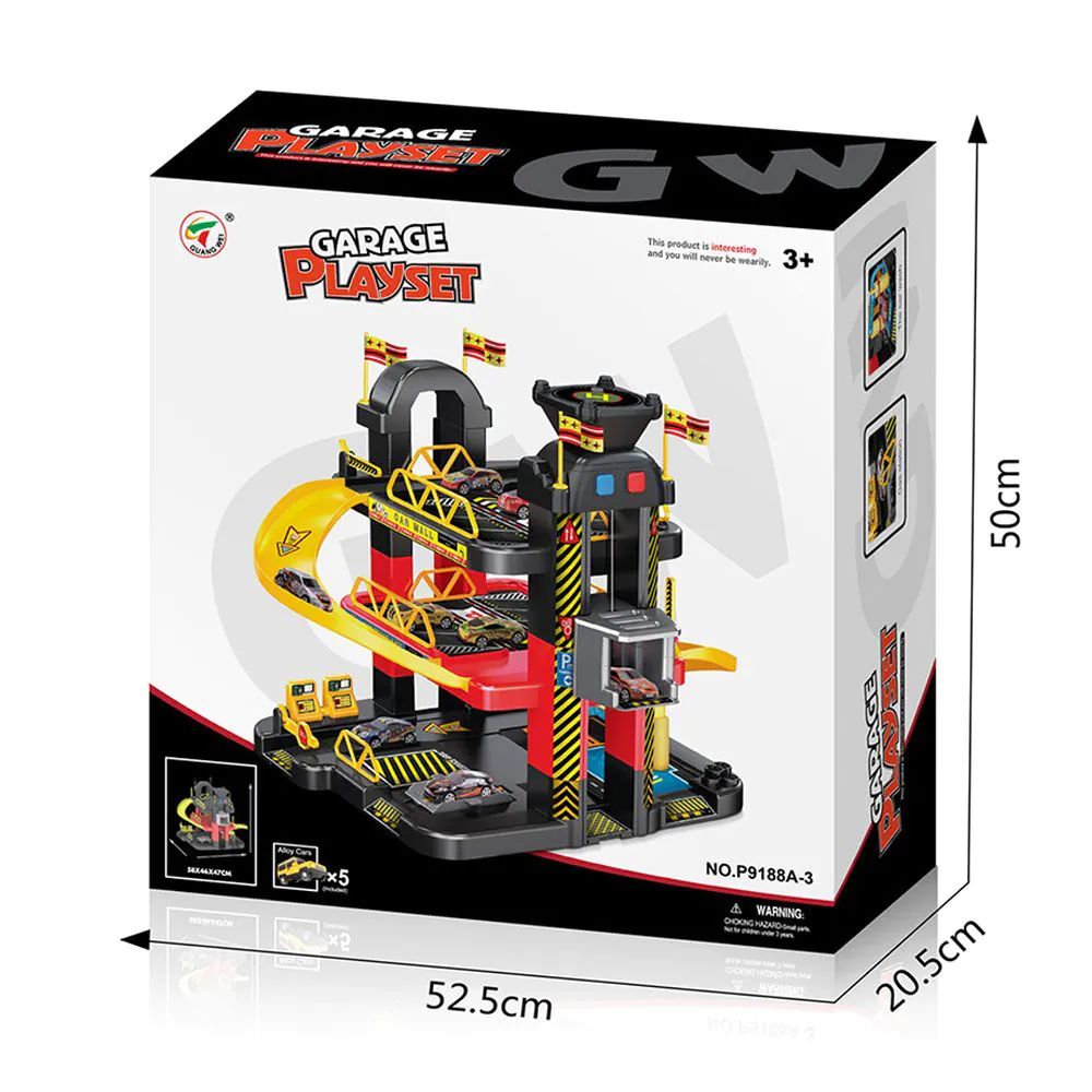 Set de joaca Parcare cu 3 niveluri, lift si 5 masinute 52x20x50 cm - poza 2