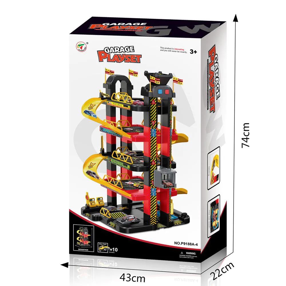 Set de joaca Parcare cu 5 niveluri, lift si 10 masinute 43x22x74 cm - poza 2