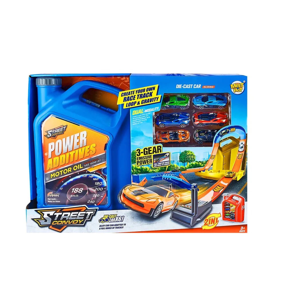 Set de joaca Pista cu 6 Masini in Cutie Depozitare STreet COnvoy - poza 1