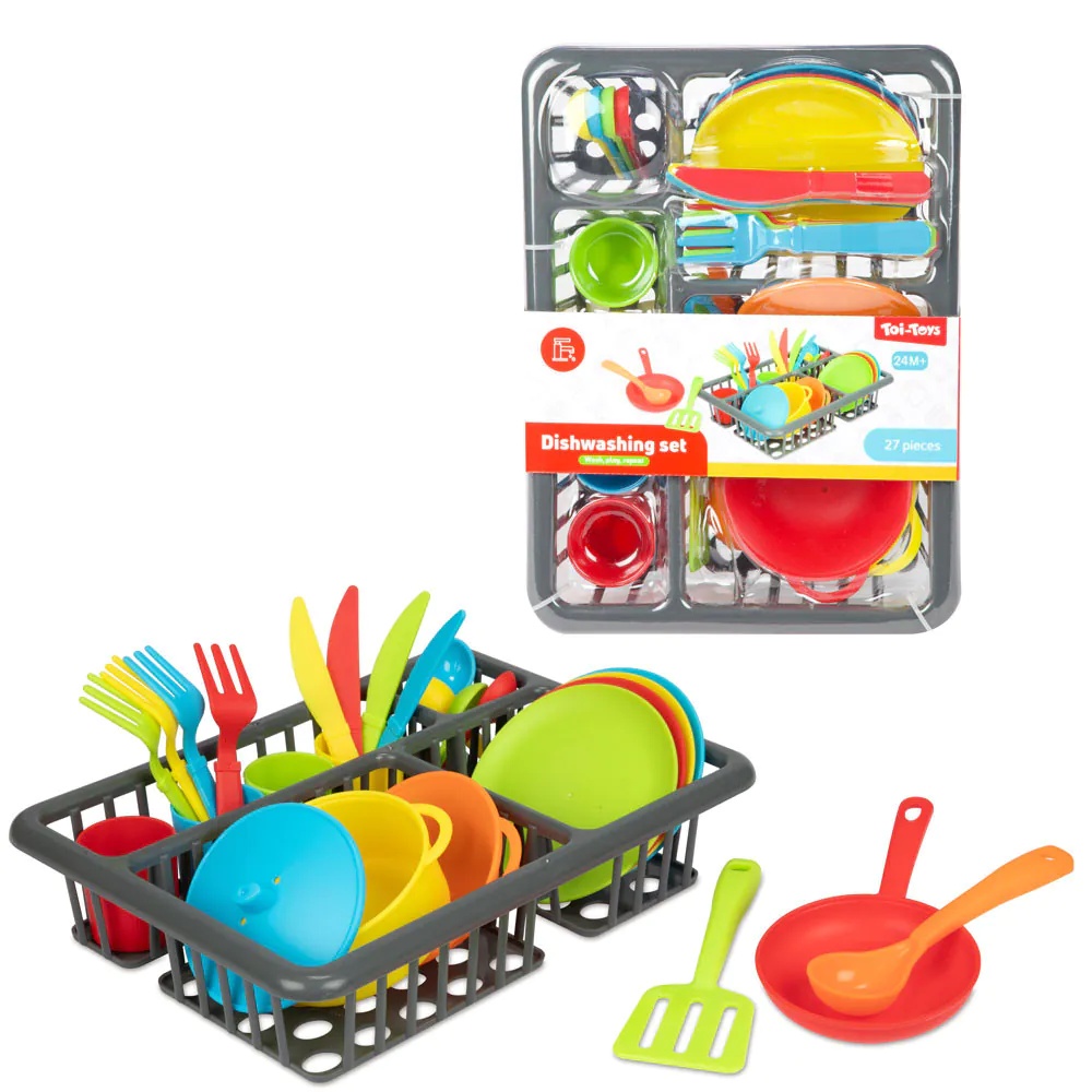 Set de joaca scurgator de vase cu tacamuri si vesela Ttoys 27 piese - poza 2